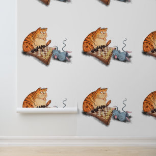 Cat and Mouse Playing Schach Funny Tapete