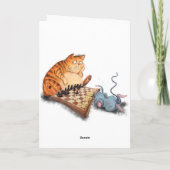 Cat and Mouse Playing Schach Happy Birthday Card Karte (Rückseite)