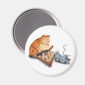 Cat and Mouse Playing Schach Magnet Spaß (Vorderseite/Rückseite)