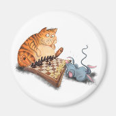 Cat and Mouse Playing Schach Magnet Spaß (Vorne)