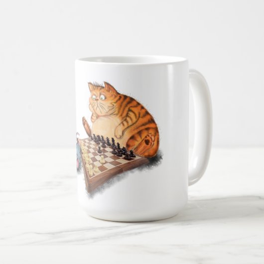 Cat and Mouse Playing Schach - Malerei - Funny Kaffeetasse (VorderseiteRechts)