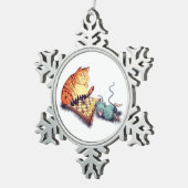 Cat and Mouse Playing Schach Spaß Weihnachtsschmuc Schneeflocken Zinn-Ornament (Rechts)