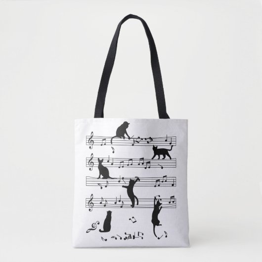 Cat and Music Lover Gift, Cat Playing Music Tasche (Vorderseite)