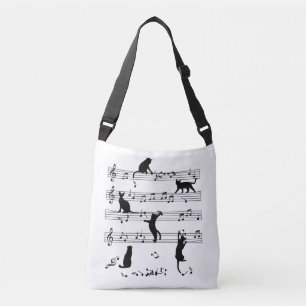 Cat and Music Lover Gift, Cat Playing Music Tragetaschen Mit Langen Trägern