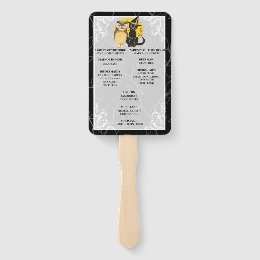 Cat and Owl Halloween Hochzeitsprogramm Fächer (Rückseite)