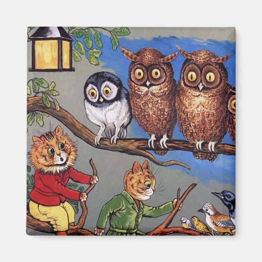 Cat and Owl, Louis Wain Magnet (Vorne)