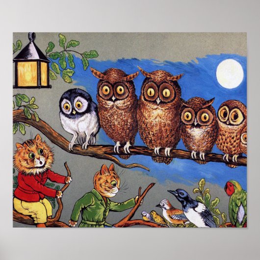 Cat and Owl, Louis Wain Poster (Vorne)