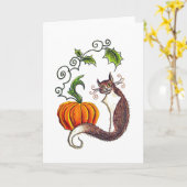 Cat and Pumpkin Grußkarte Karte (Gelbe Blume)
