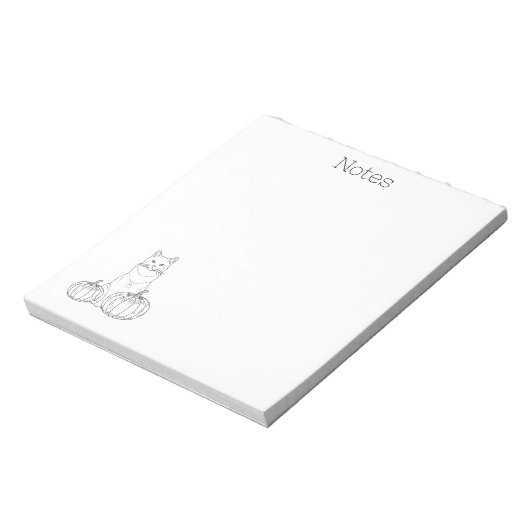 Cat and Pumpkins Einfache Minimallinie Kunst Herbs Notizblock (Rotiert)