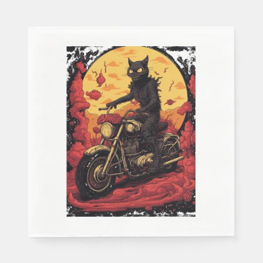 Cat and Red Bike - Colin Serviette (Vorderseite)