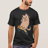 Cat and Skateboard Skateboarding Pepperoni Pizza B T-Shirt (Vorderseite)