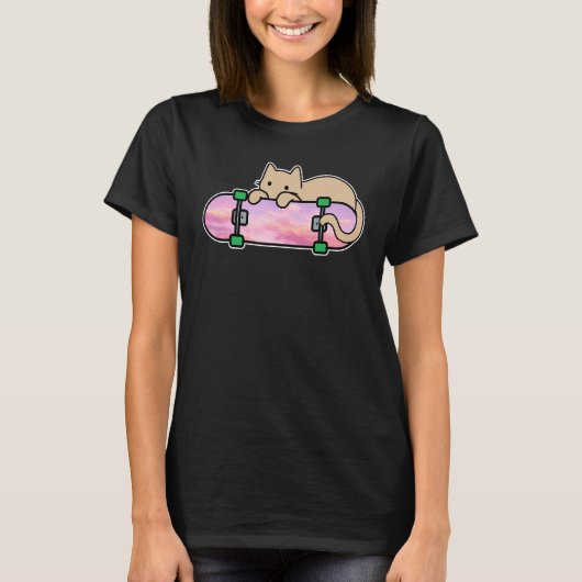 Cat and Skateboard Skateboarding Shy Cat skating o T-Shirt (Vorderseite)