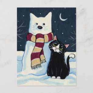 Cat and Snow Cat Festive Postcard Feiertagspostkarte