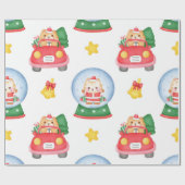 Cat and Snow globe Weihnachten Geschenkpapier (Flach)