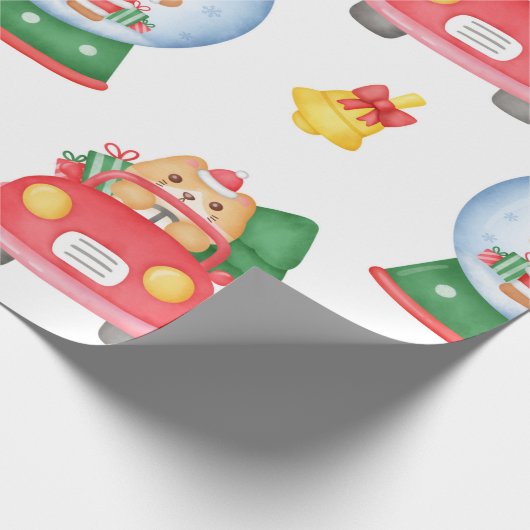 Cat and Snow globe Weihnachten Geschenkpapier (Ecke)