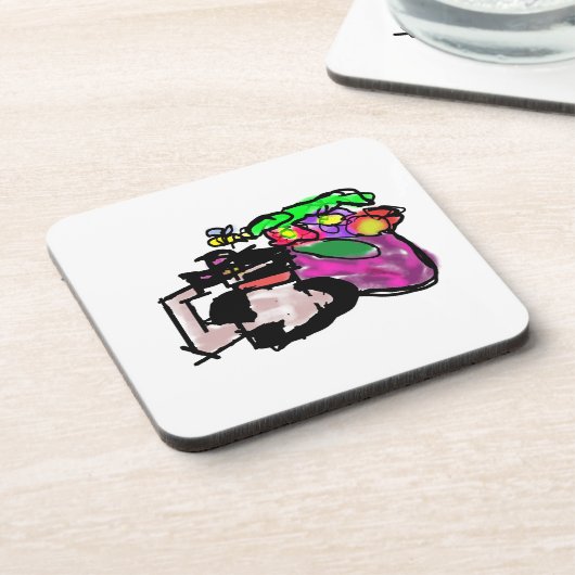 Cat and spring flowers  getränkeuntersetzer (Linke Seite)