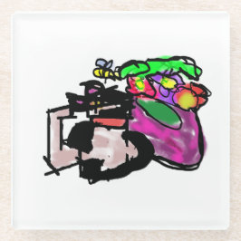 Cat and spring flowers  glasuntersetzer