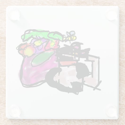 Cat and spring flowers  glasuntersetzer (Rückseite)