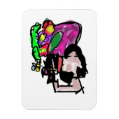 Cat and spring flowers  magnet (Vertikal)