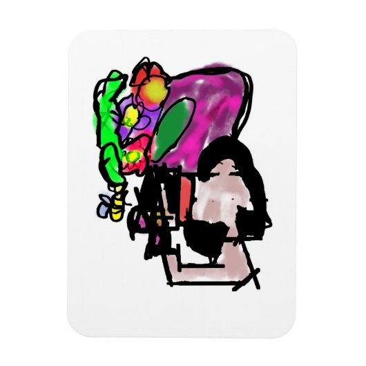 Cat and spring flowers  magnet (Vertikal)