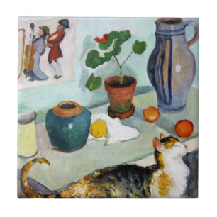 Cat and Still Life, August Macke Fliese