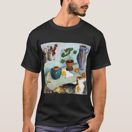 Cat and Still Life, August Macke T-Shirt (Vorderseite)