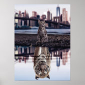 Cat and Tiger Water Reflection - Erfolg, Stress Poster (Vorne)