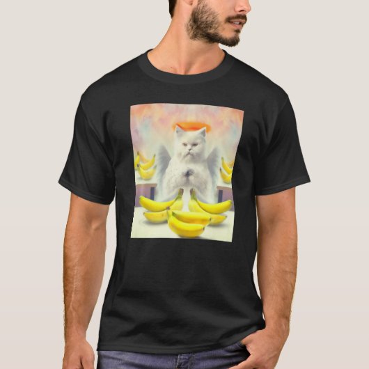 Cat angel artwork meow kitty portrait cute banana T-Shirt (Vorderseite)