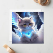 Cat Angel Fantasy Mitteilungskarte (Vorderseite/Rückseite Beispiel)