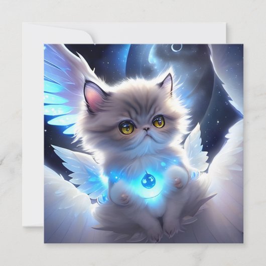 Cat Angel Fantasy Mitteilungskarte (Vorderseite)