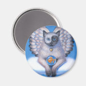 Cat Angel "Kitty Yin Yang" Round Magnet (Vorderseite/Rückseite)