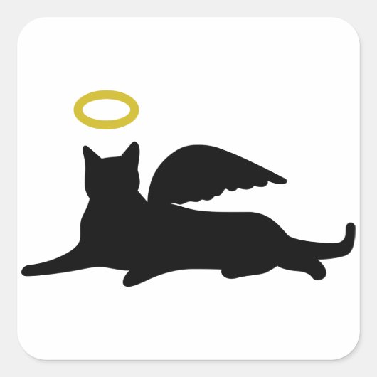 Cat Angel Quadratischer Aufkleber (Vorderseite)