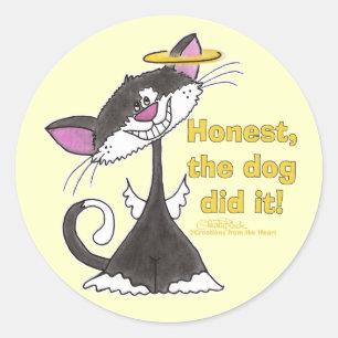 Cat Angel Runder Aufkleber