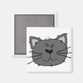Cat Angry Face Feline Carnivore Gray Cat Magnet (Vorderseite/Rückseite)