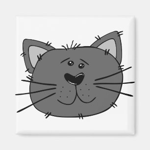 Cat Angry Face Feline Carnivore Gray Cat Magnet