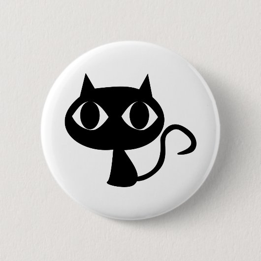 Cat Animal Eyes Feline Cartoon Comic Black Button (Vorderseite)
