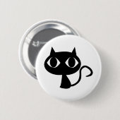 Cat Animal Eyes Feline Cartoon Comic Black Button (Vorne & Hinten)