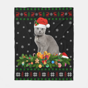 Cat Animal Lover Weihnachtsmannmütze Ugly Russian  Fleecedecke