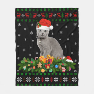 Cat Animal Lover Weihnachtsmannmütze Ugly Russian  Fleecedecke