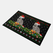 Cat Animal Lover Weihnachtsmannmütze Ugly Russian Fußmatte (Schrägansicht)