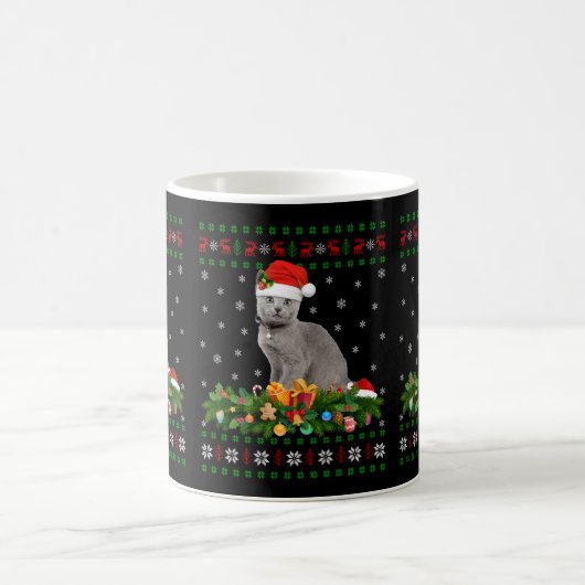 Cat Animal Lover Weihnachtsmannmütze Ugly Russian Kaffeetasse (Mittel)