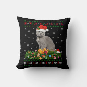 Cat Animal Lover Weihnachtsmannmütze Ugly Russian  Kissen