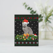 Cat Animal Lover Weihnachtsmannmütze Ugly Russian  Postkarte (Stehend Vorderseite)