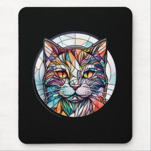 Cat Animal Portrait Gestaltete Glas Wildtiere Kuns Mousepad