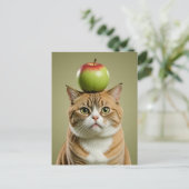 Cat Apple Feiertagspostkarte (Stehend Vorderseite)