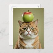 Cat Apple Feiertagspostkarte (Vorne/Hinten)