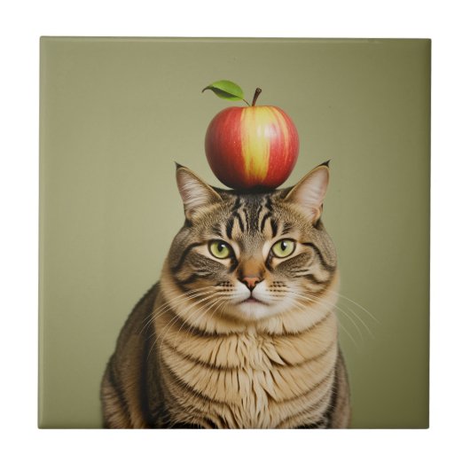 Cat Apple Fliese (Vorderseite)