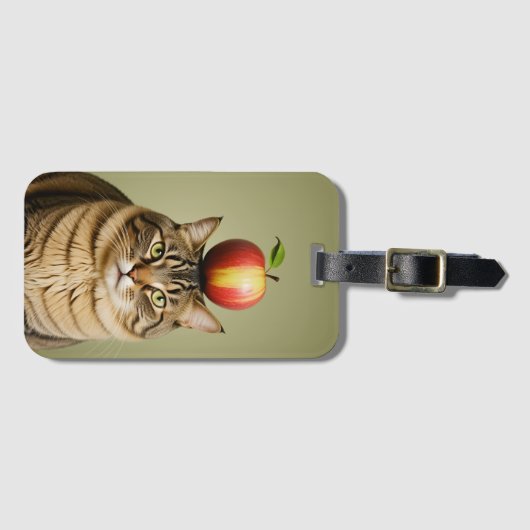 Cat Apple Gepäckanhänger (Vorderseite (Horizontal))
