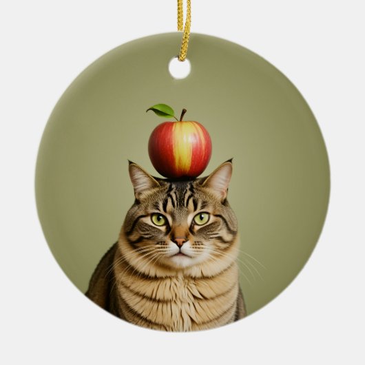 Cat Apple Keramik Ornament (Vorne)