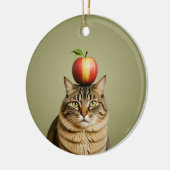 Cat Apple Keramik Ornament (Links)